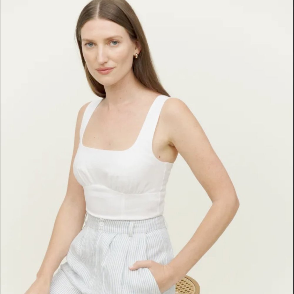 Reformation Ginnie Linen Top (white, size 6)